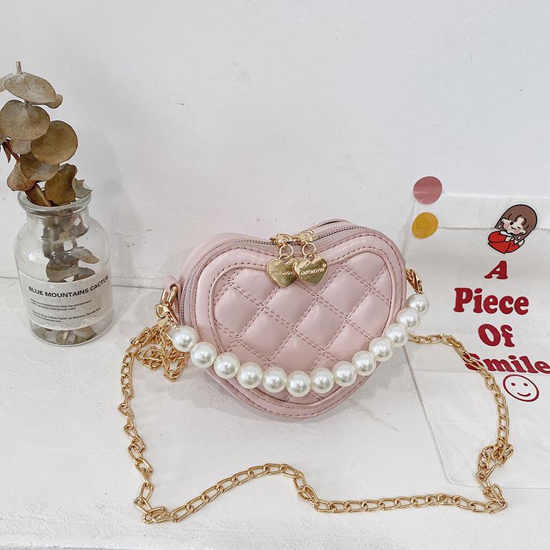 Adorable Heart-shaped Mini Crossbody Bag For Kids With Stylish Pearl Handle In Various Colors