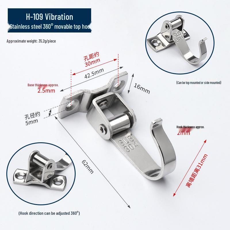 Black Stainless Steel Single Coat Hook for Cabinet, Door, Bathroom, and Kitchen