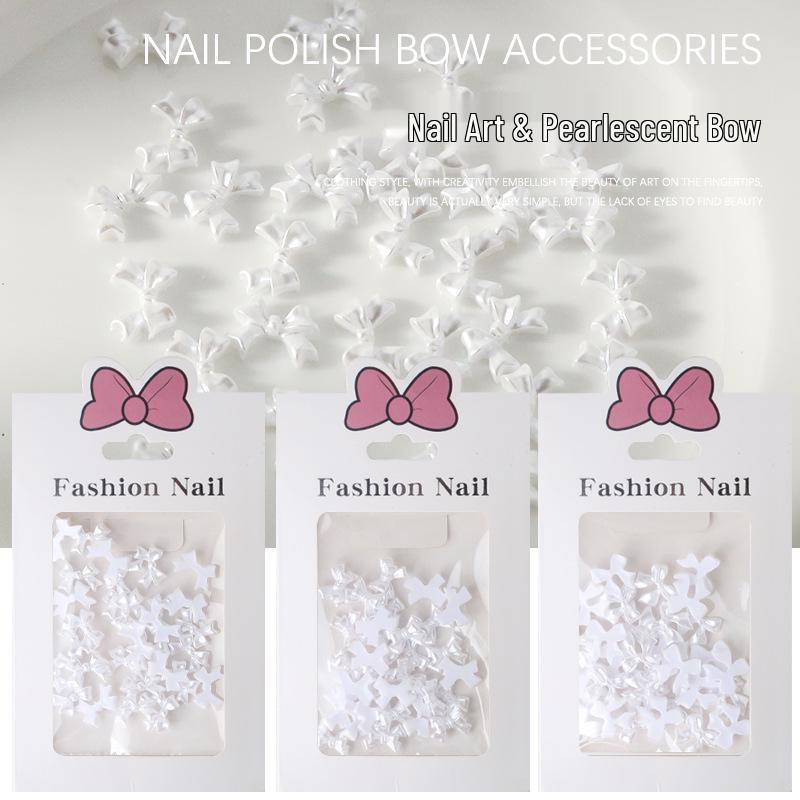 

Pearlescent Bowtie Nail Art Set: 3D Resin Butterflies & Ribbons - 30 Pieces