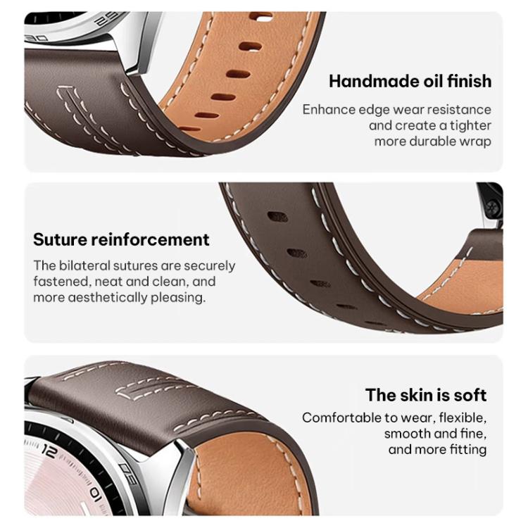 Composite‑Cowhide‑Texture Vegan‑Leather Replacement Watch‑Band Strap For Huawei Watch GT 6 41mm