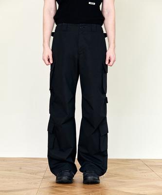 Hoite Het Strap Cotton Cargo Pants (Black)