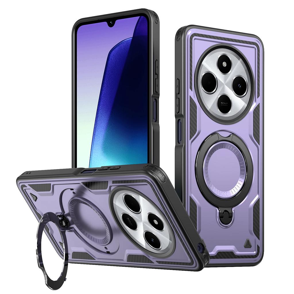 For Xiaomi Redmi 14C Case Military Armor Shockproof 360° Rotating Magnetic Metal Ring Stand TPU Frame Plastic Phone Cover Fundas