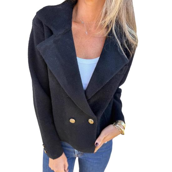 Women's Cropped Trench Coat Notched Lapel Double Breasted Pea Coat Office Work Blazer Jacket Fall Winter Outwear