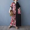 Color Patchwork Black Long Dress Retro Robe