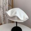 British style knitted thin wool beret female autumn and winter painter hat big head circumference sweet and cute show small face