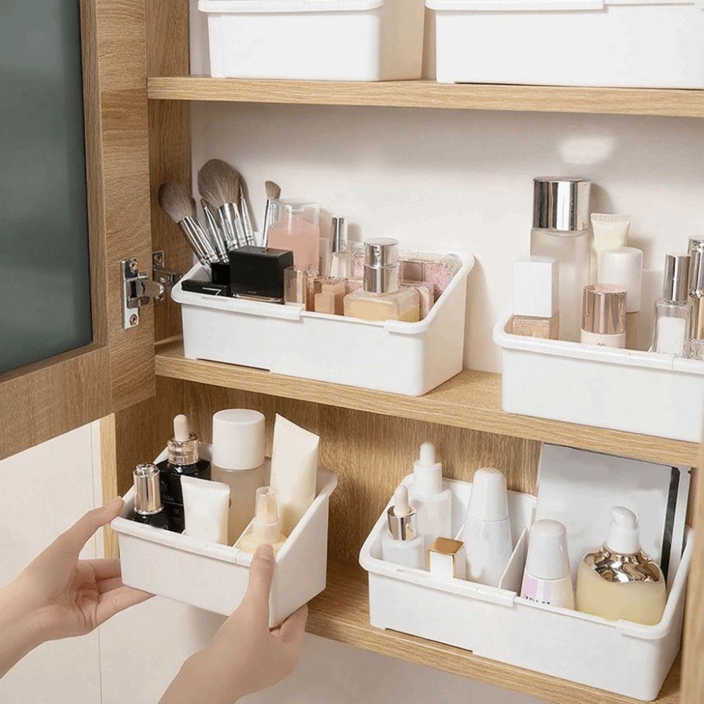 Adjustable Extendable Mirror Cabinet Storage Box White Lipstick Storage Box Kitchen
