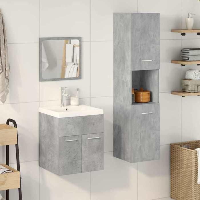 VidaXL Ensemble de meubles de salle de bain 4 pcs gris béton 3324898