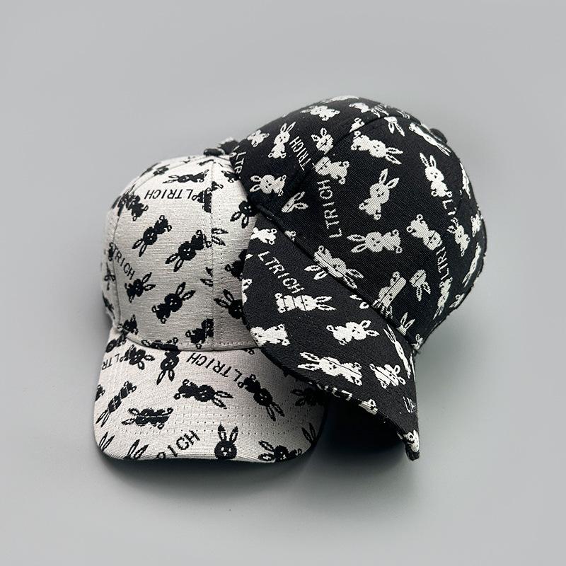 Cartoon Cute Printed Rabbit Letter Baseball Cap Men'S And Women'S Sunshade British Retro Cap