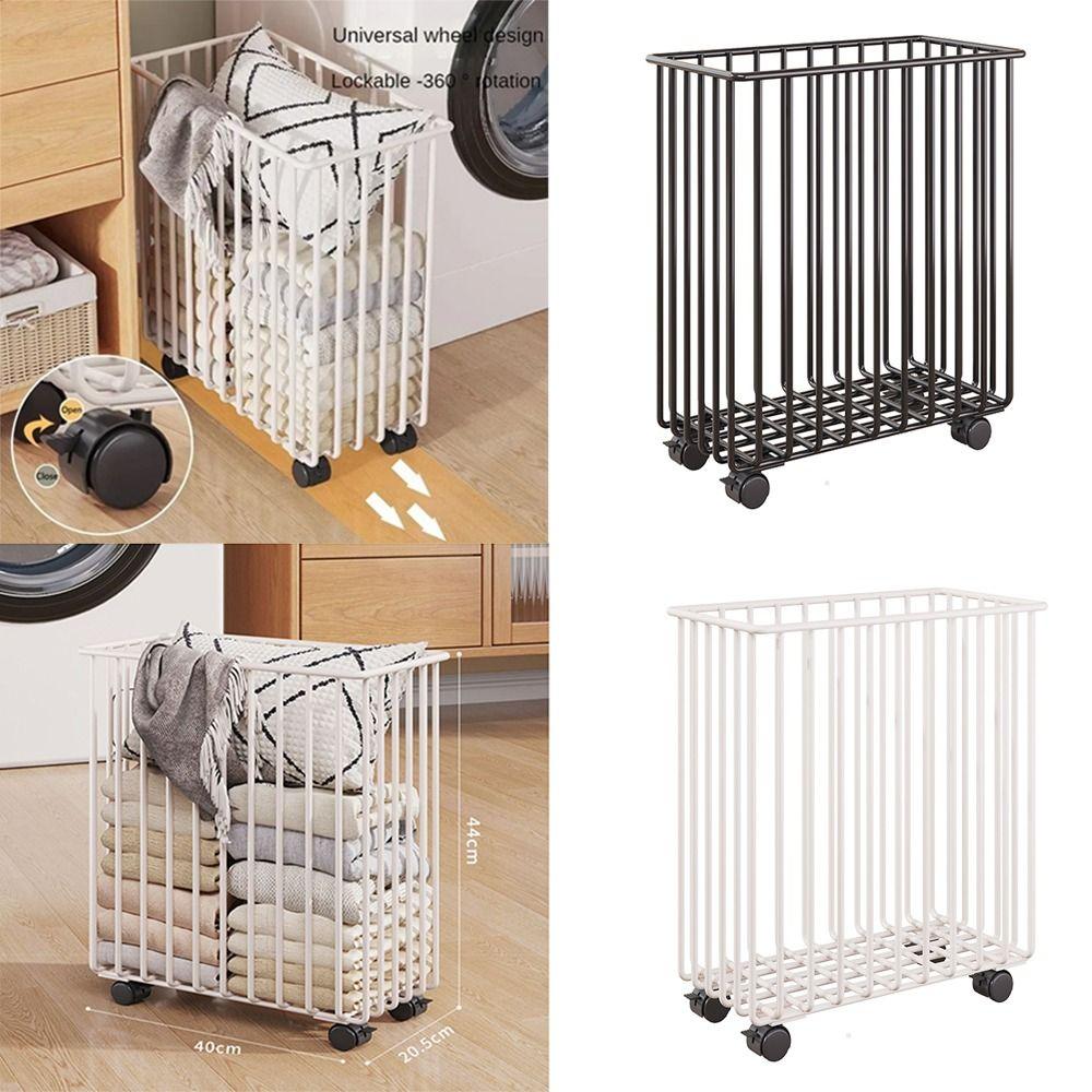 Wheel Laundry Basket Portable Laundry Hamper Durable Dirty Clothes Bucket Bathroom