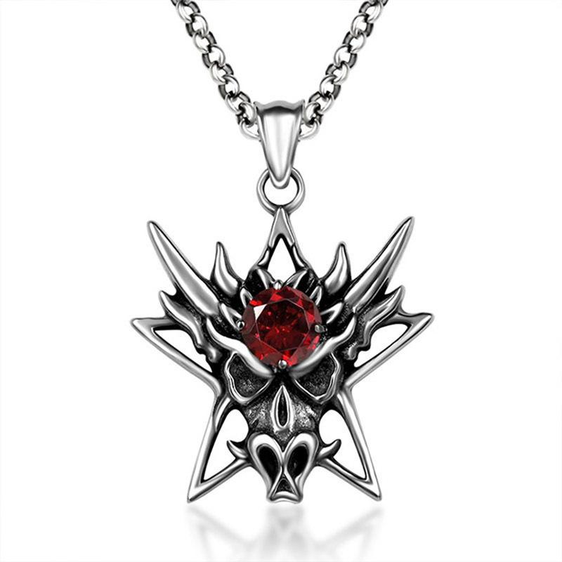 Golden Horn Prajna Pendant, Men'S Ghost Mask Necklace Halloween Gift