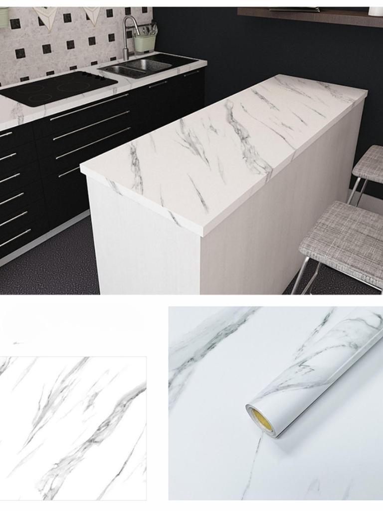 Marmură Bucătărie Film rezistent la ulei Sobă impermeabilă rezistentă la umiditate Tapet autoadeziv Blat Renovare dulap autocolant gresie