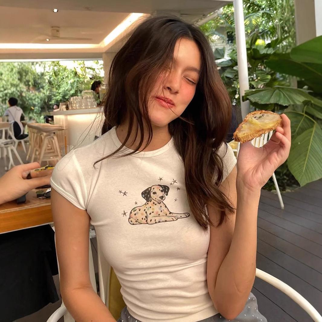 

Short Sleeve T-Shirt Summer Niche Spice Girls Casual Knitted Top L білий