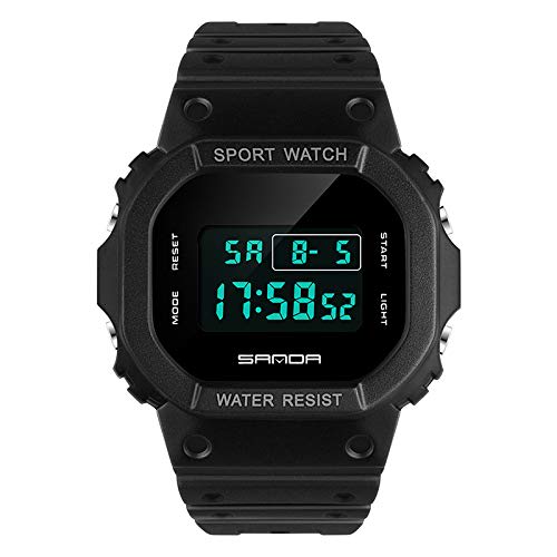 Un Bel Tocco Digital Watch for Men and Women with Alarm, Stopwatch, LED Backlight, and 8 Colors (New Black)