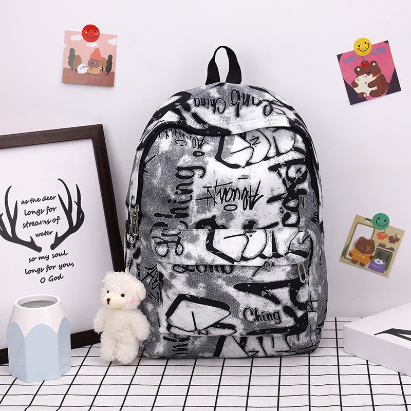 Sac à dos scolaire sac à dos mode et simple sac à dos pour élèves du collège et du lycée japonais version coréenne sac à dos Mori sac à dos tendance graffiti