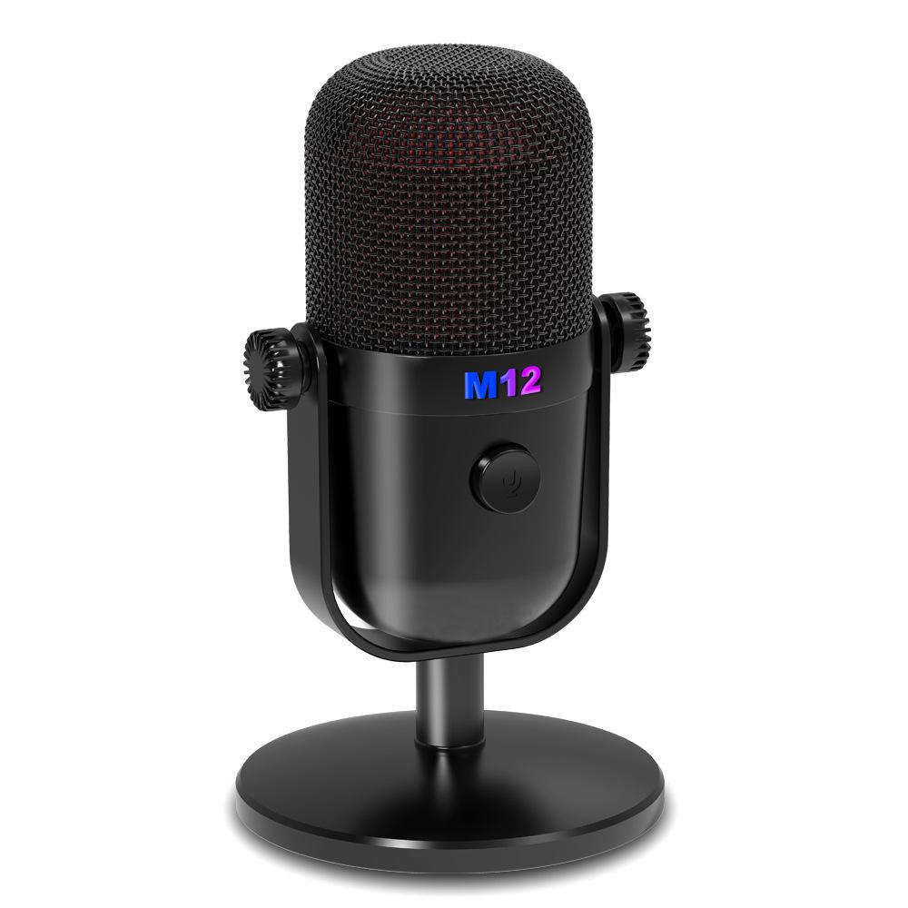 M12 RGB USB Condenser Microphone for Esports, Gaming, Recording, and Live Broadcast