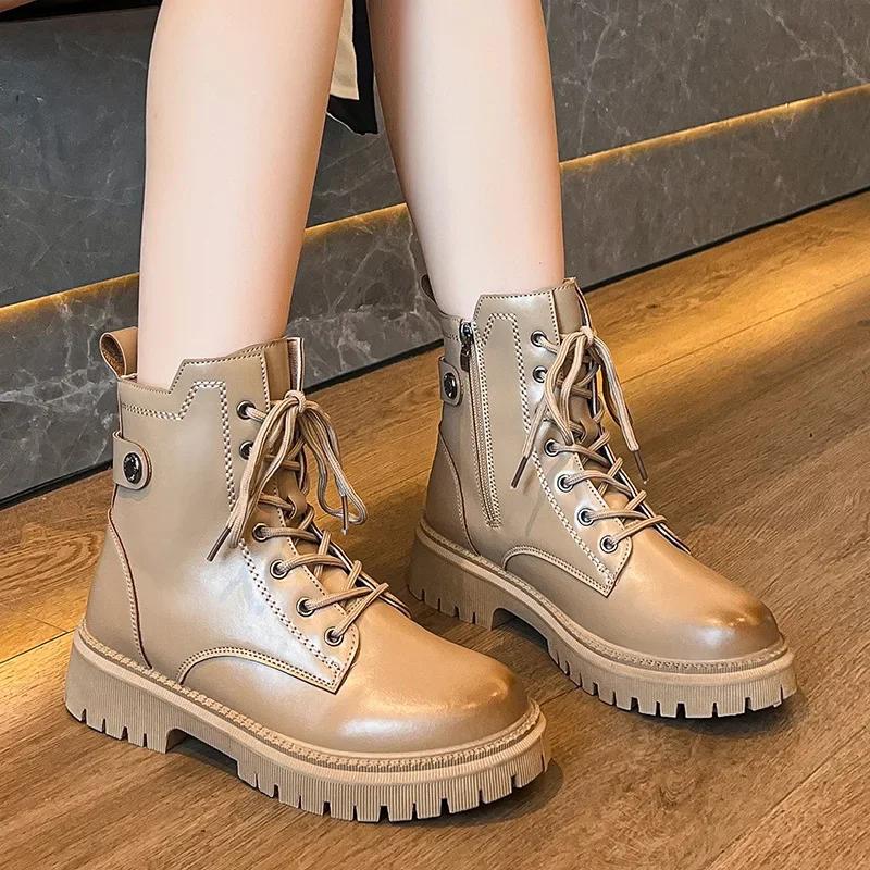2024 Autumn/Winter New Handsome British Style Side Zipper Short Boots for Women Thick Bottom Casual Boots boots women