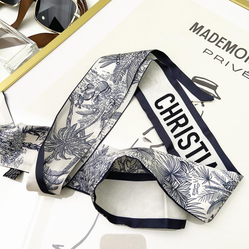 115X5cm Plant Jungle Printed Scarf for Women's Spring Summer New Model Emulated Silk Streamer Fashionable Retro Hairband Streame