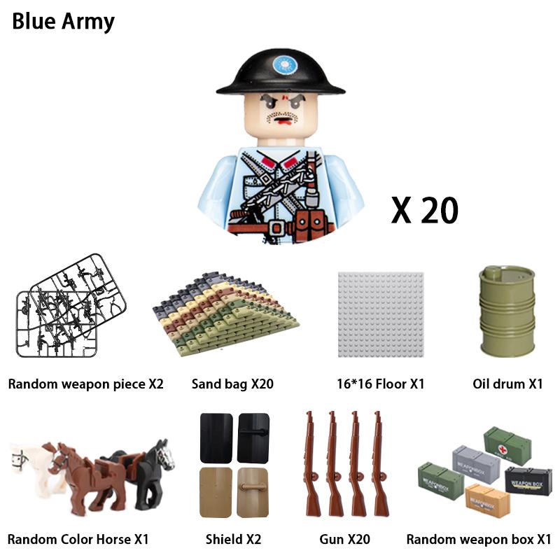 40/set World War II military building blocks National army soldier Character weapon assembly building block Children's toy gifts