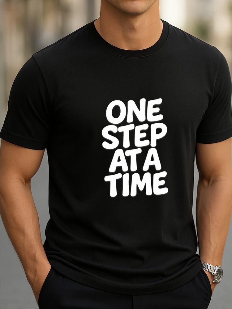 Motivational Quote T-Shirt  One Step at a Time  Minimalist Graphic Tee Unisex Unisex T-Shirt M
