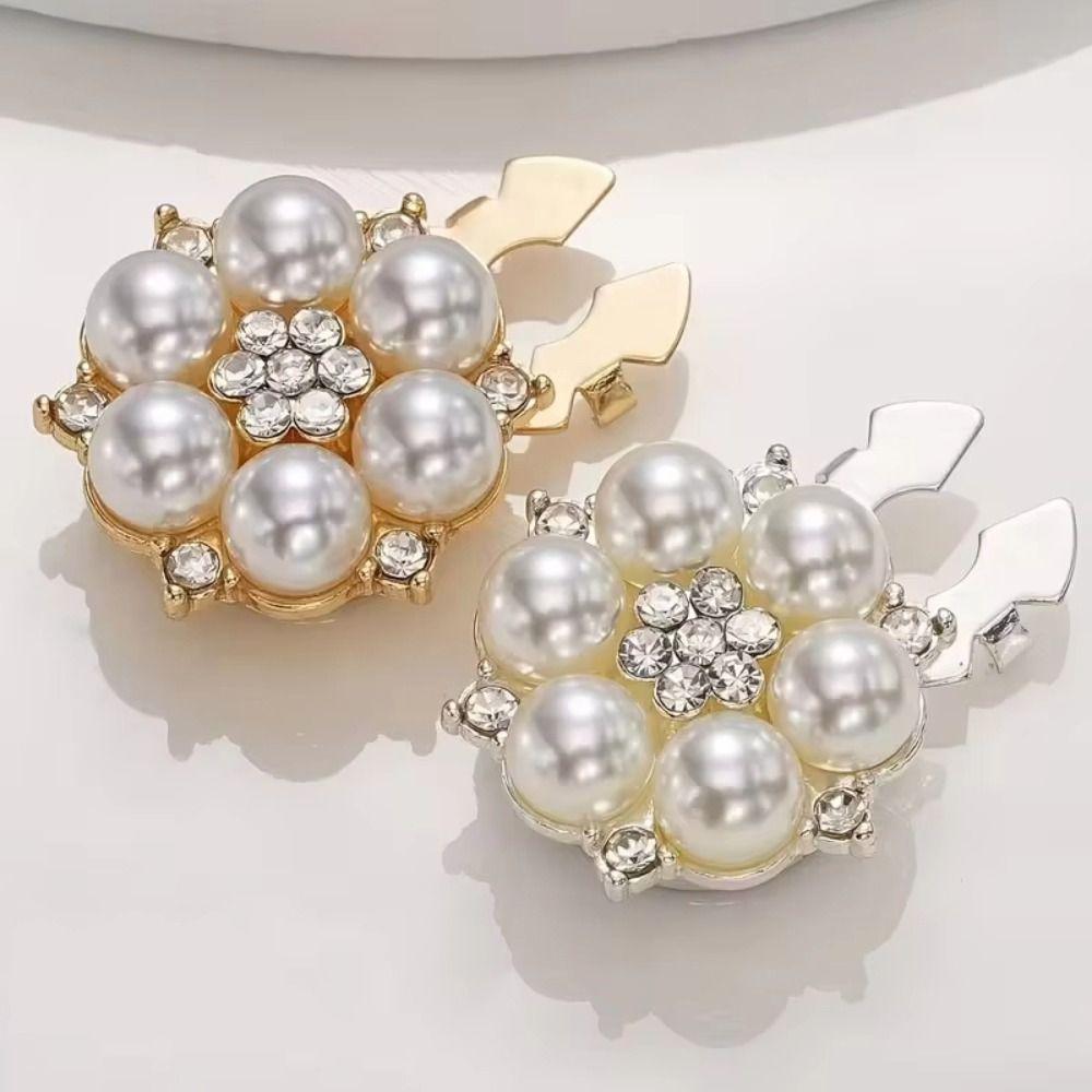 3 PCS Alloy Pearl Flower Button Covers DIY Accessories Flower Cufflinksble  For Men Women Clothing