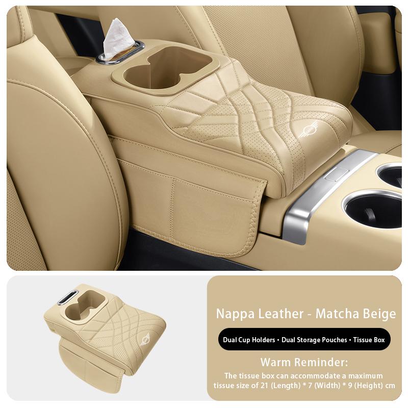 Car Center Console Armrest Cushion For MINI COOPER COUNTRYMAN Storage Bag 2 Cup Holder Tissue Bag Armrest Heightening Pad Cover