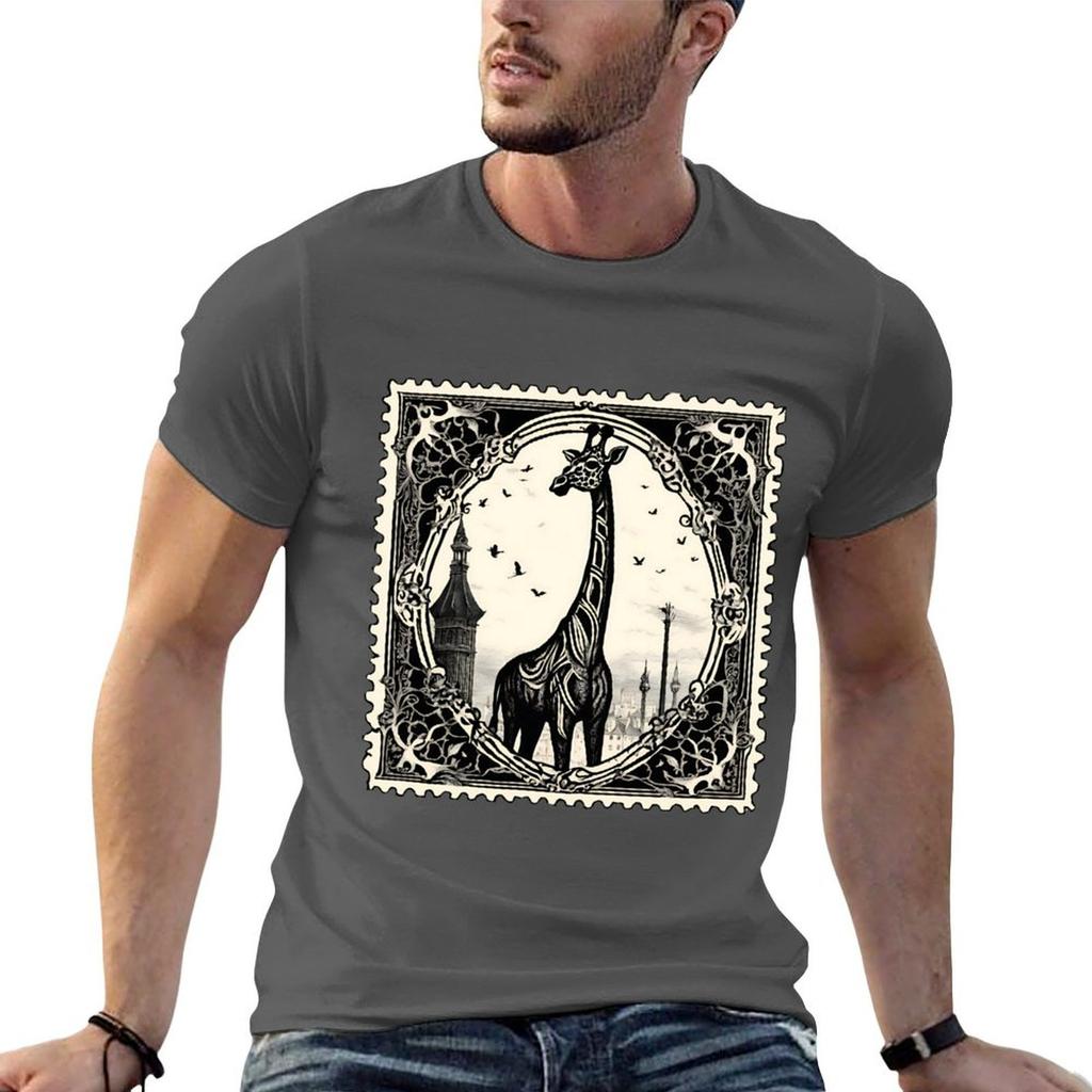 Golden Age Giraffe Retro Stamp Masterpiece Tshirt T Shirt For Unisex 100 Percent Cotton Anime T Shirts For Unisex Tshirt