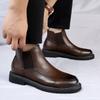 2024 Winter Shoes Men Chelsea Boots Genuine Leather Fashion Brand Mens Ankle Boots Warm Plush Flat Non-slip Black D229