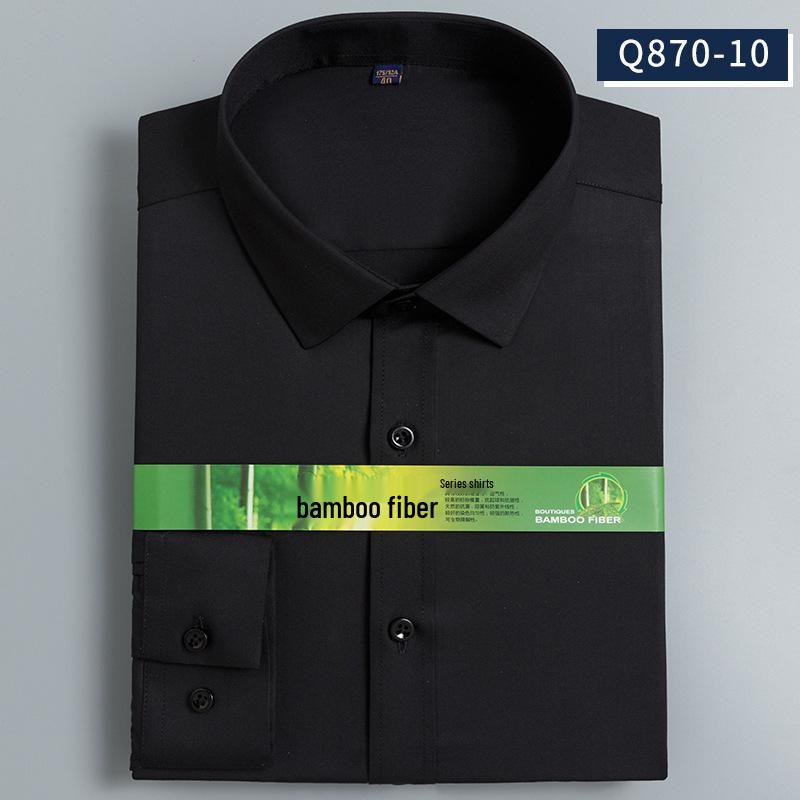 Men's 2026 Bamboo Fiber Slim Fit Long Sleeve Dress Shirt - Comfortable, Iron-Free Business Workwear