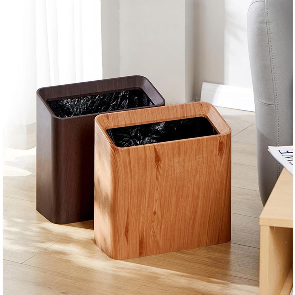 Sac de gunoi subțire elegant ETRAVEL, 12L, imitație de praf, cutie pentru birou, scandinav, din lemn, invizibil, pătrat, pentru bucătărie, cameră, baie, (Maro)