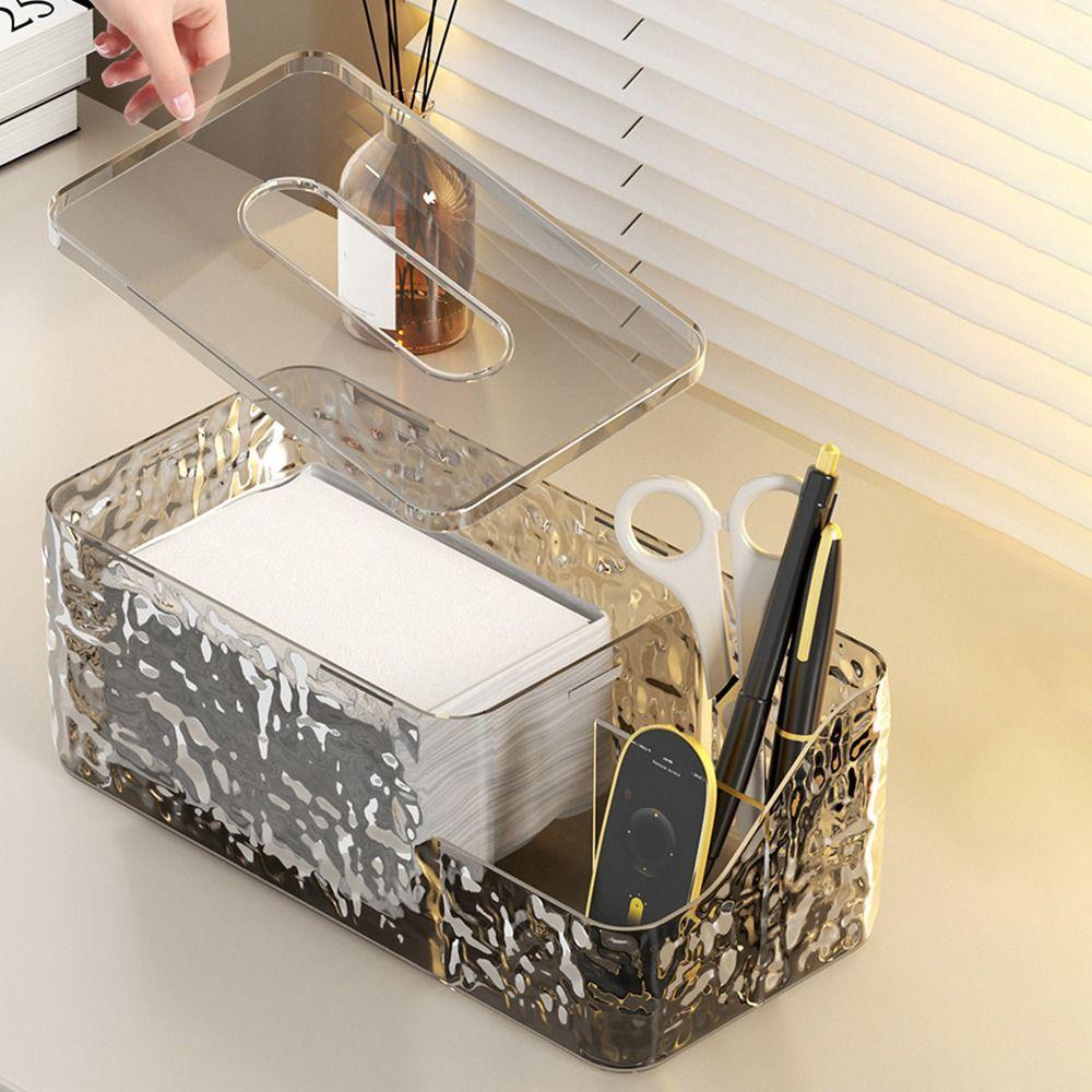 Plastic Desktop Tissue Box Large Capacity Paper Towel Holder Living Room