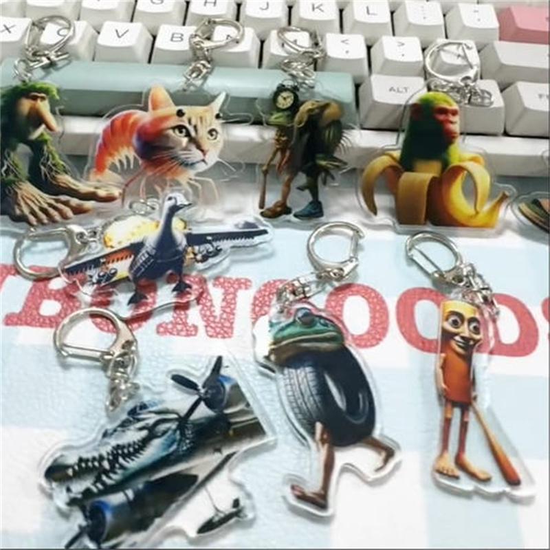 Tung Tung Tung Sahur 5Cm Acrylic Keychain Accessories – Whimsical Abstract Mirage Creature Designs Bag Charm