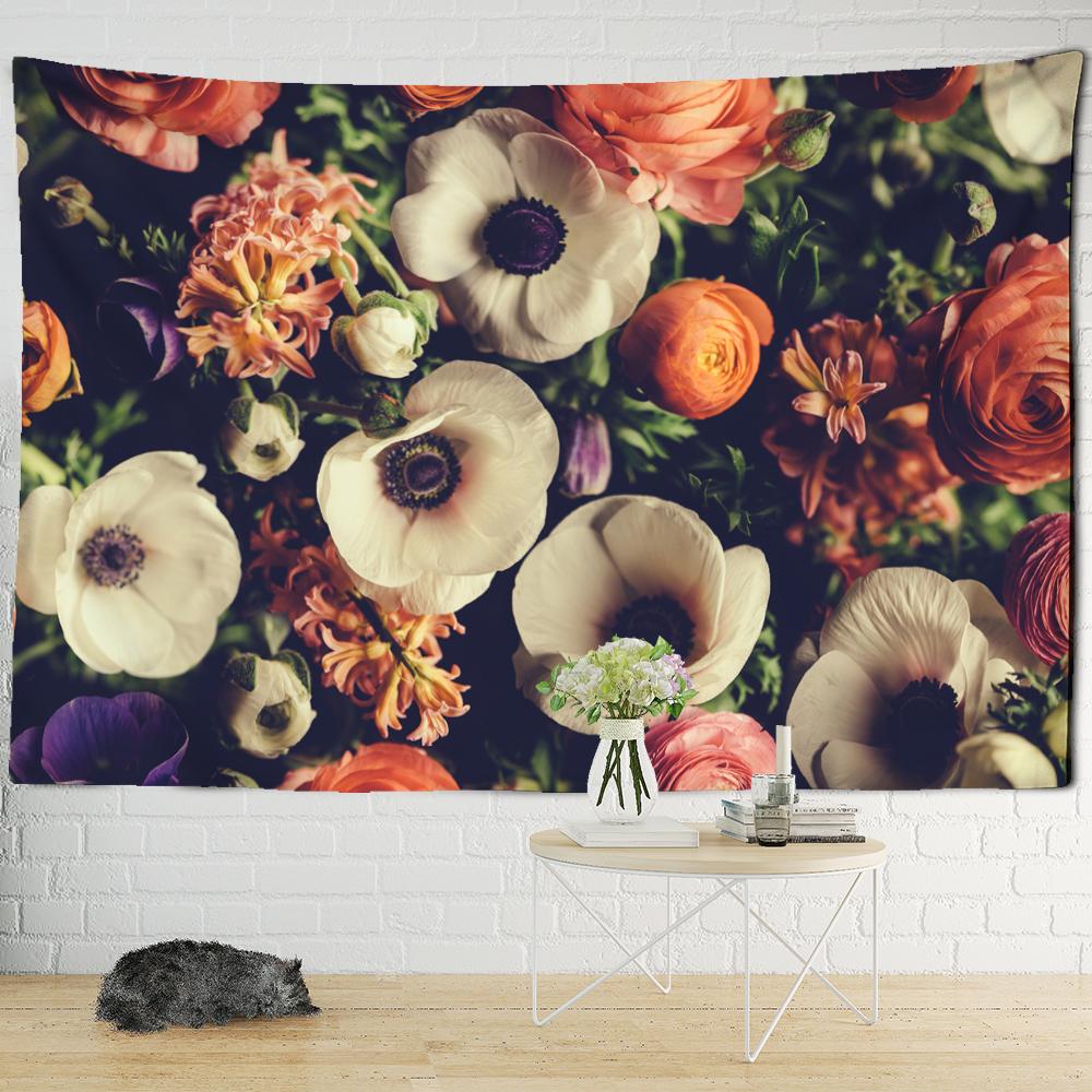 Retro Dark Flower Tapestry Wall Hanging Bohemian Art Simple Aesthetic Room Living Room Dormitory Home Decor
