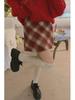 Korean-Style Retro Plaid Wool A-Line Skirt for Women, 2024 - High-Waisted, Slim Fit, Large Sizes Available