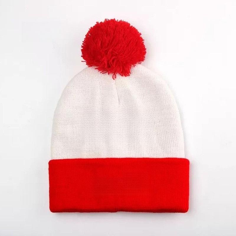 1pc Red Beanie with Pom Pom Santa Hat,Winter Warm Knit Brimless Cap Men Women Holiday Party Xmas New Year Accessories Decoration