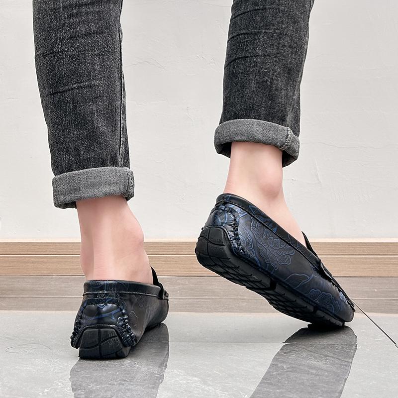Men’s Moccasins Penny Loafer Driving Shoes Comfort Leather Flats Casual Slip On Plus Size Fashion Printing Shoes for Men