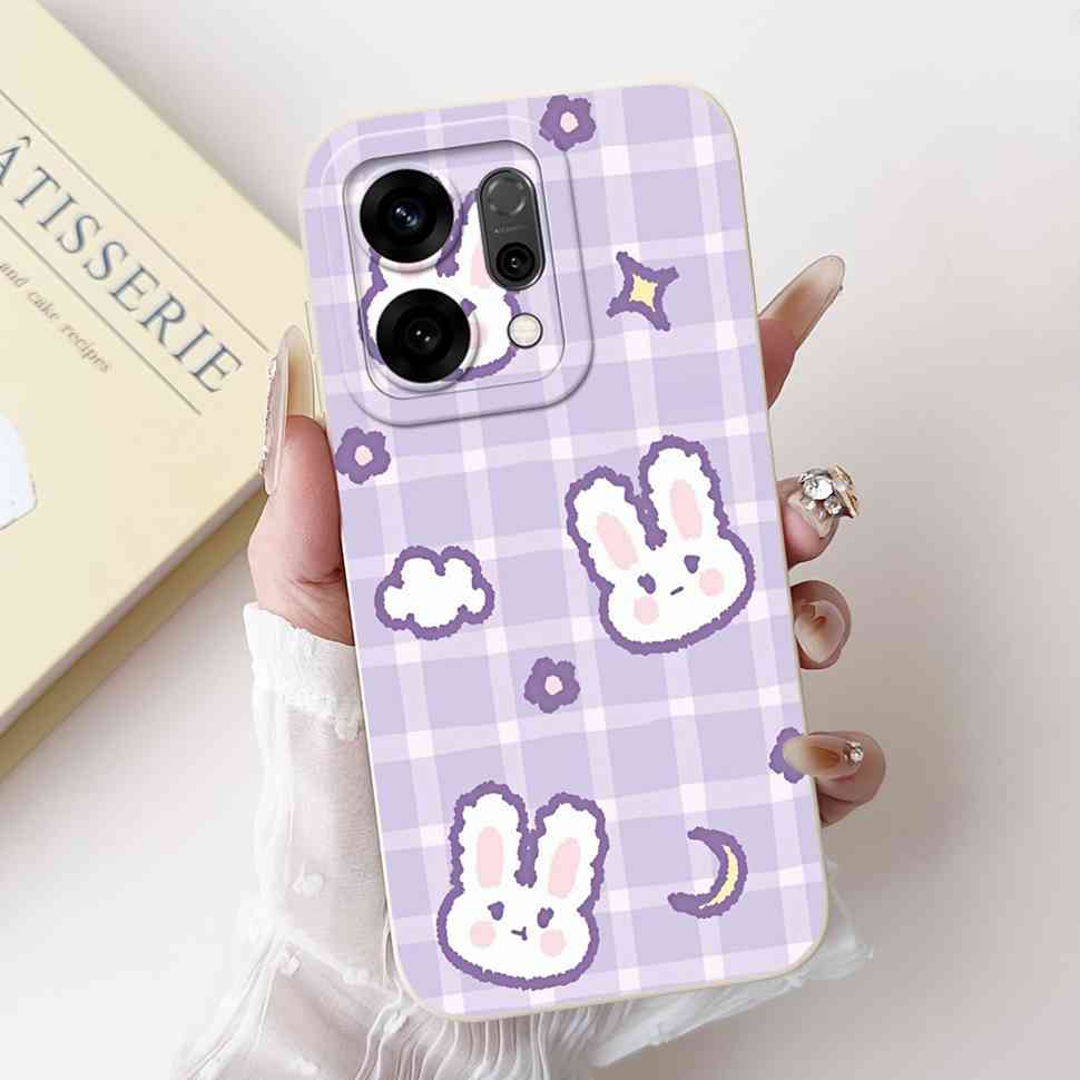 For Oppo Reno14 5G PLA110 Case Cute Rabbit Sunflower Soft Silicon Cover For Oppo Reno 14 CPH2737 6.59" Protective Cases Coque