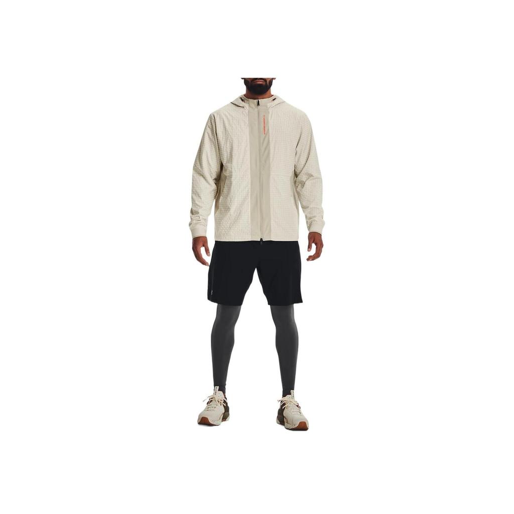 Under Armour Rush Series Legacy Color Block Logo Training Zip-Up Jacket Men Jackets Lime White 1366186-279