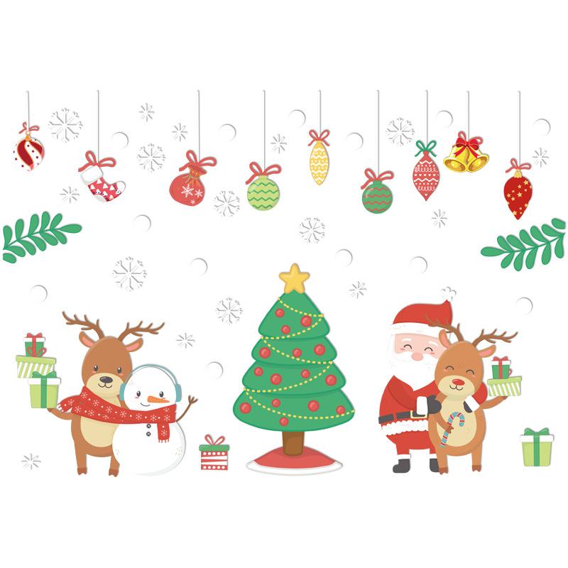 Weihnachtsbaum, Schneemann, Elch, Festliche Atmosphäre, Elektrostatische Glasdekoration, Fensterdekorationen, Aufkleber