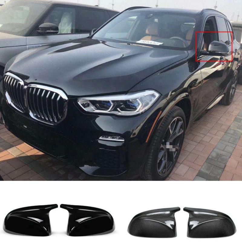 2Pcs Glossy Black carbon pattern Rear Side View Mirror Covers Shell Replacement For BMW X3 G01 ix3 X4 G02 X5 G05 X6 G06 X7 G07 RDMEV1