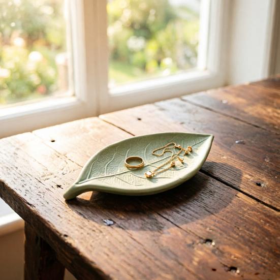 Yousheng 3D Printed Leaf Shaped Jewelry Tray, Ring Dish, Entryway Table Trays, Decorative Trinket Dish, Jewelry Organizer Tray for Rings