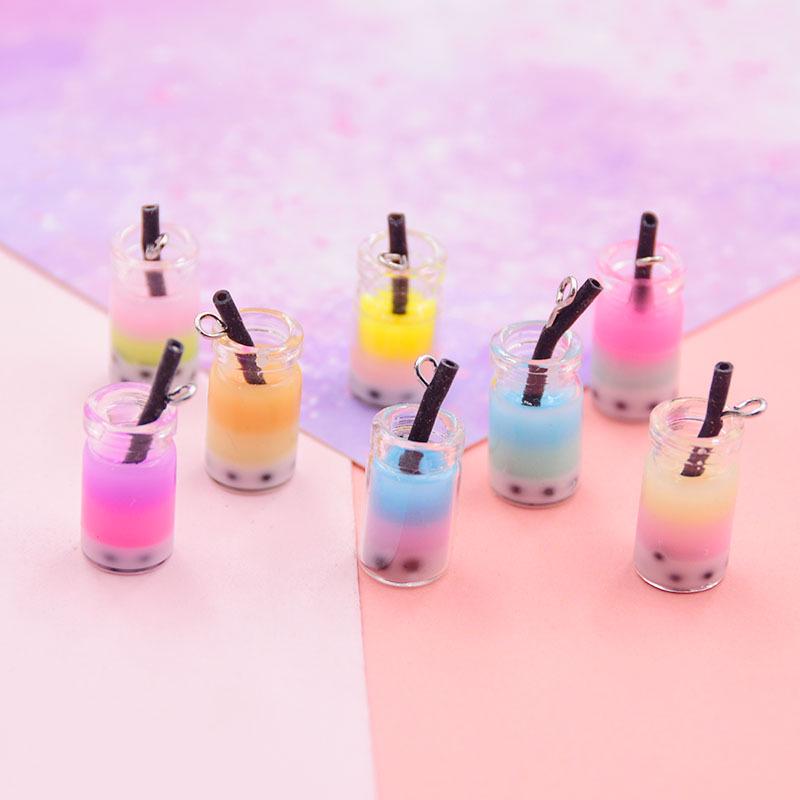 Mini Colorful Pearl Milk Tea Earrings & Keychain Pendant