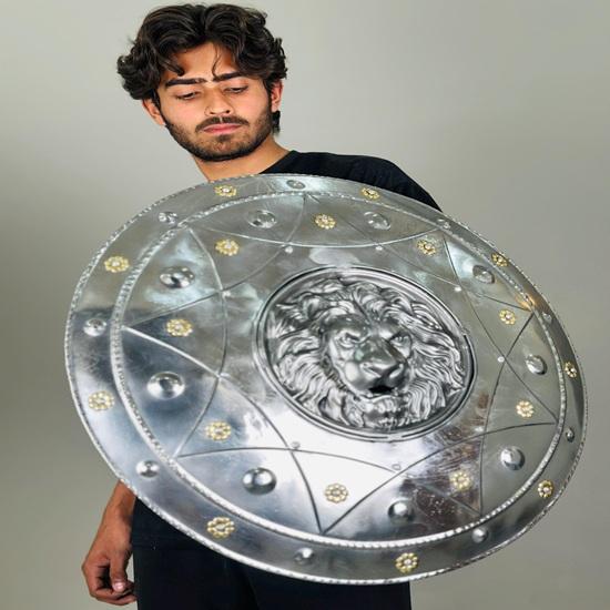 Lion Face Shield Crusader Round Shield Medieval Knight Armor Steel Polish Shield Best Gift