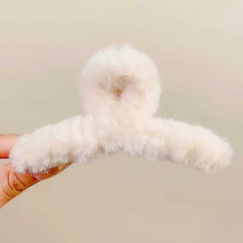 Solid Fluffy Cross Hair Claw For Women Girls Sweet Hair Ornament Plush Headband Hair Claw Clip Hairpin Hair Accessories