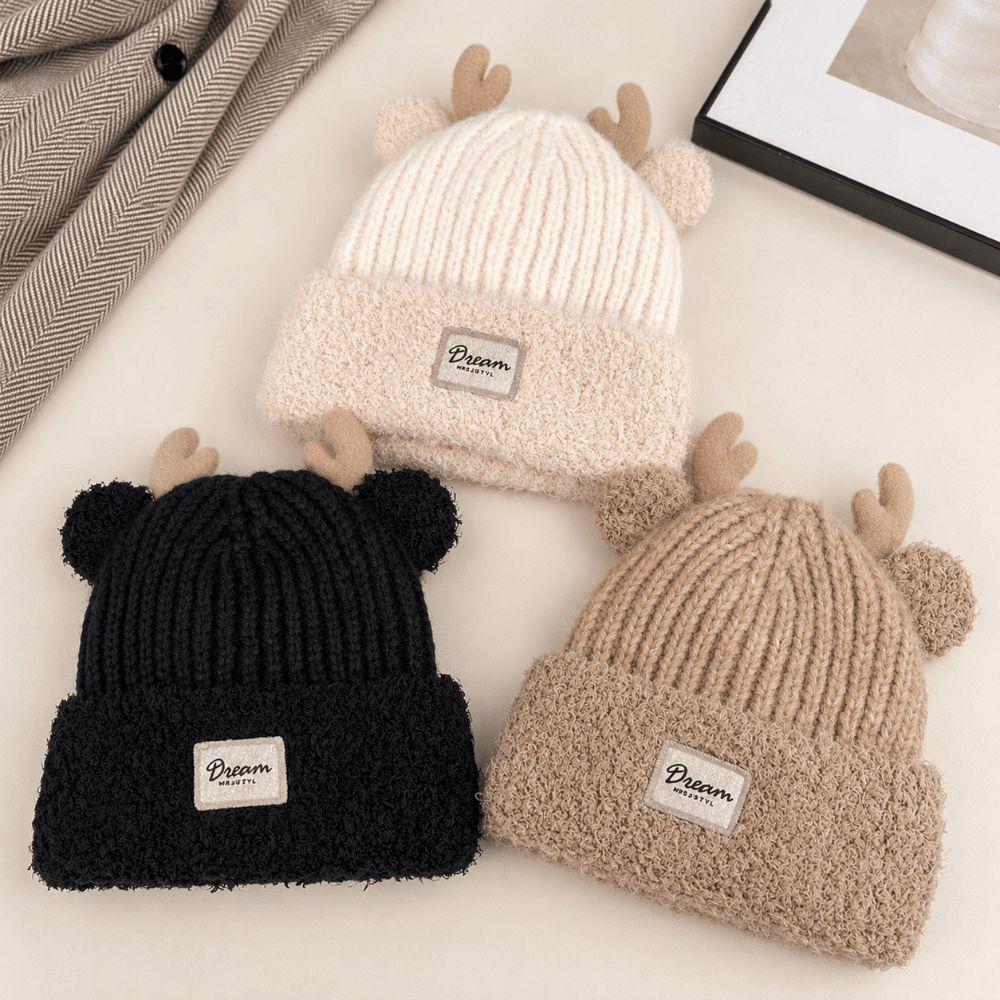 Windproof Plush Warm Hat Cute Deer Ear Pullover Cap Trend Plush Fur Hat  Winter