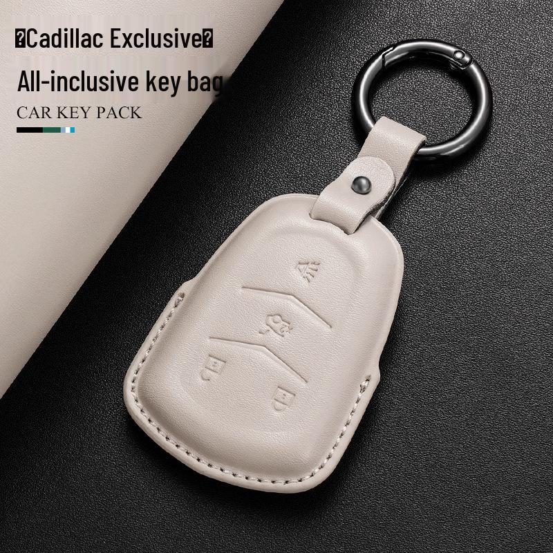 Genuine Leather Key Case for Cadillac: Compatible with CT6, XT5, XT4, XT6, CT4, CT5, XTS, GT4, and ATSL Models.