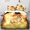 Purple Fire Tiger Duvet Cover Set 3D Print Wild Animals Queen King Size Bedding Set For Kid Boy Teen Comforter Cover With Zipper