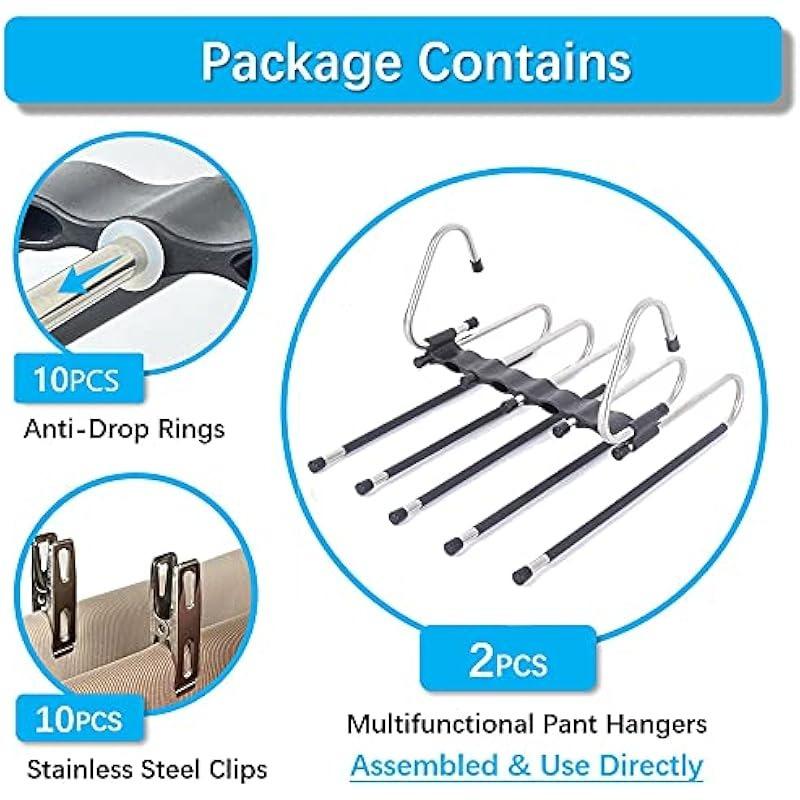 Magic Pants Hanger Saves Space - Used for Multiple Layers of Multifunctional Wardrobes, Pants Scarves, Slack Rack Organizer