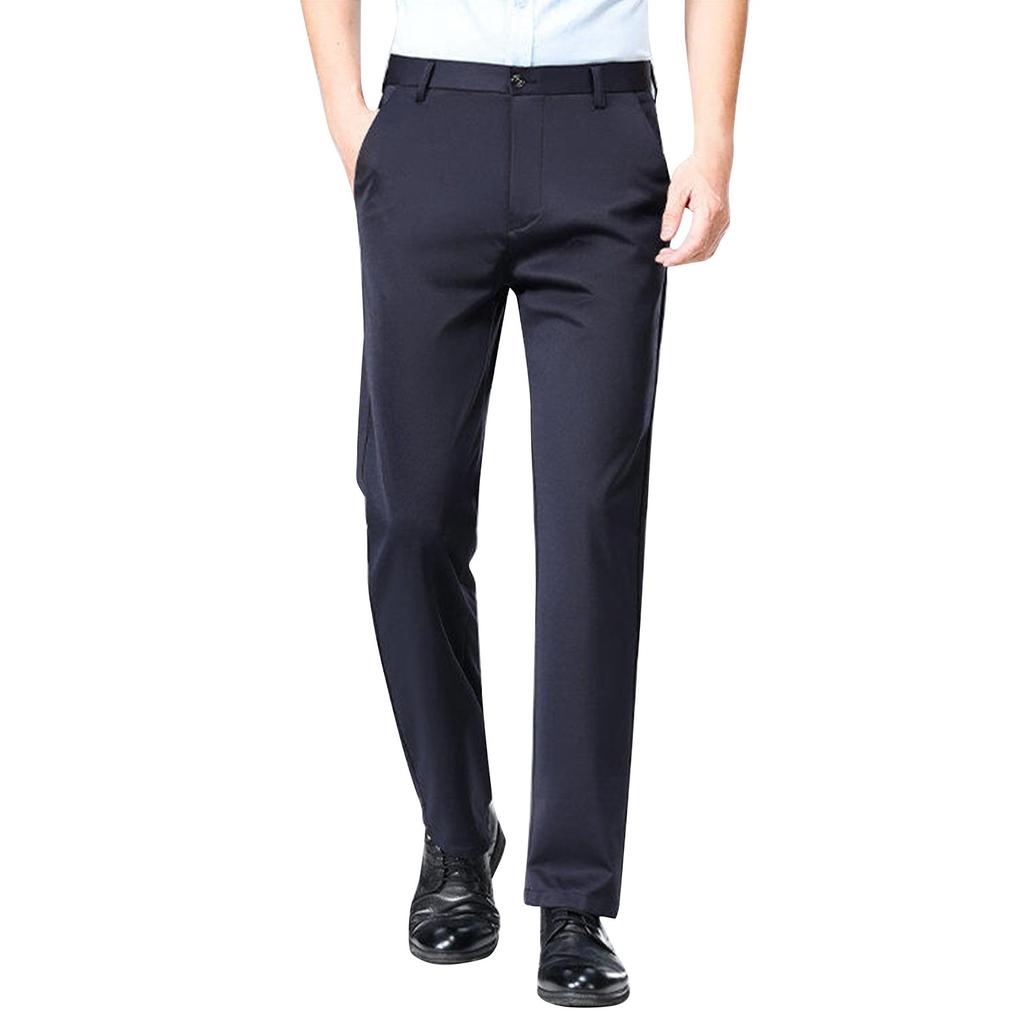 Men's Solid Color Casual Stretch Trousers Men's Loose Straight Suit Pants