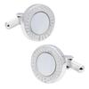 Dachshund Silver Round Cufflinks and Tie Clip Set Shell, Mother-of-Pearl (se-da027)