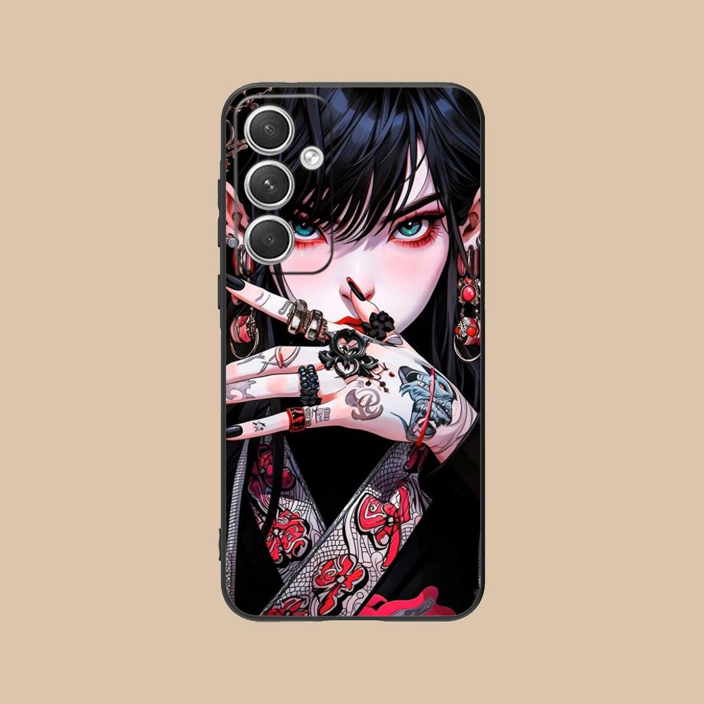 Fashion Tattoo Girl Mobile Phone Case for Samsung Galaxy S26 S25 S24 S23 S22 S21 S20 Note20 Plus FE Ultra Colorful Cover Cover